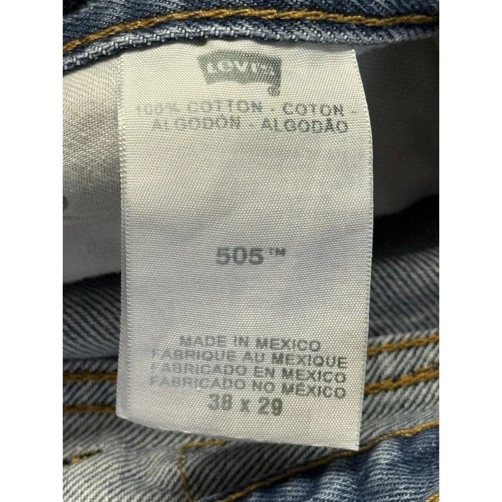 Vintage‎ Levi's 505 Jeans 38x27 Blue Distressed Faded Zip Fly Denim *HOLES
